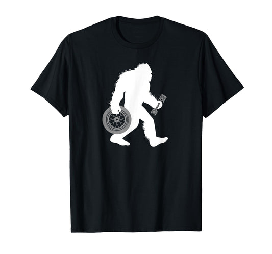 Bigfoot Car Mechanic Sasquatch Tire Technician Cryptid T-Shirt