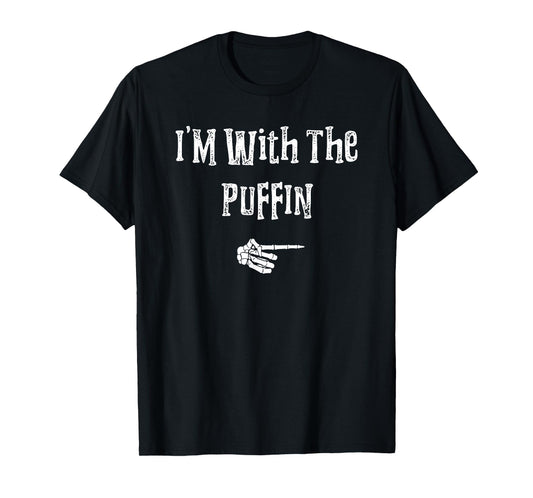 I'm With Puffin Bird Halloween Costume Funny Couple Matching T-Shirt