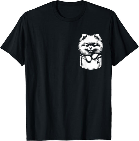 Cute Peeking Pomeranian Dog Graphic Design T-Shirt