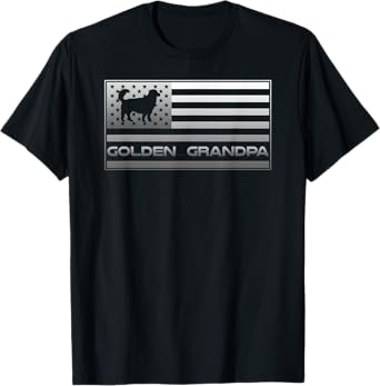 Vintage USA Flag Proud Golden Retriever Grandpa Silhouette T-Shirt