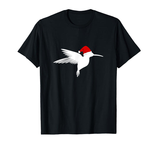 Christmas Hummingbird Shirt Santa Hat Bird Lover Tee