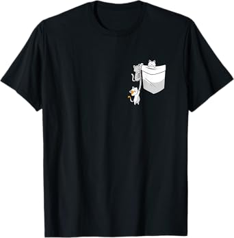 Cat In Pocket Kitten Lover Cute Kitty Feline Pet Owner T-Shirt for Men Women Kids