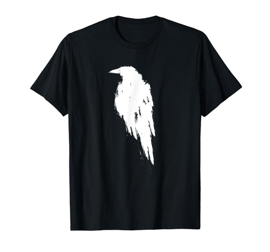 Retro Vintage White Raven Crow T-Shirt