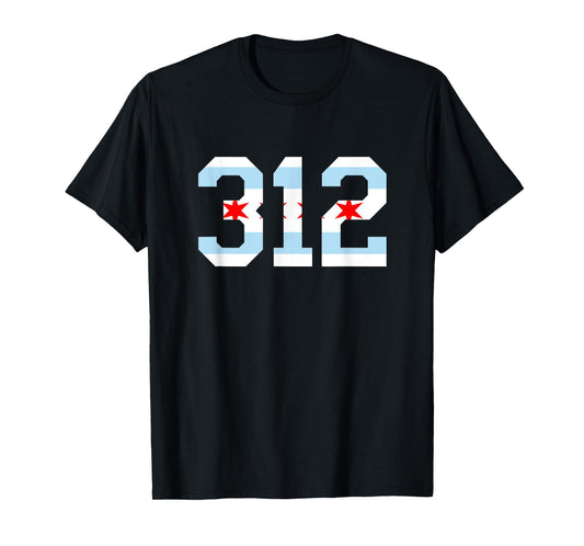 312 Chicago Flag Area Code City Pride T-Shirt