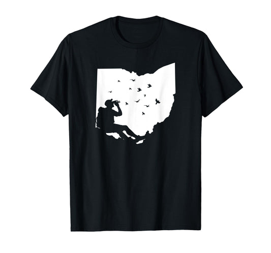Map Ohio Bird Watching Design Birding Binoculars Birdwatcher T-Shirt