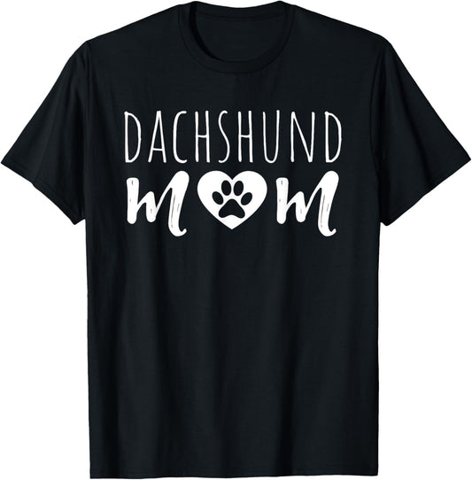 Unisex Adults Kids Dachshund Mom Dog Mother T-Shirt Black Small Modern Classic Round Collar Letter Print Animals Novelty T-Shirt Pull On Short Sleeve T-Shirt