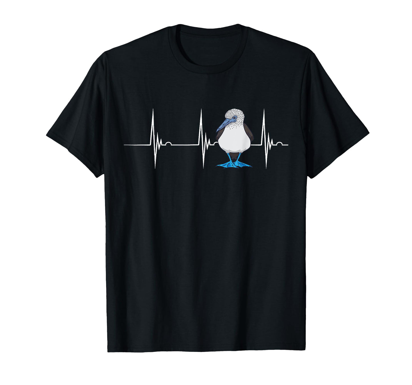 Boobies Bird Lover Heartbeat ECG Pulse Blue-Footed Boobies T-Shirt