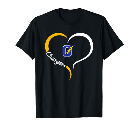 Oxford Chargers Logo Half Heart Slogan HS T-Shirt