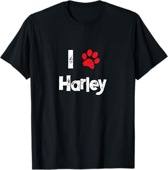 Cute Dog Name Harley Pet Puppy Dog Paw Lover Quote Gift Men Women Kids T-Shirt