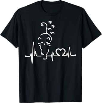 CAT HEARTBEAT Shirt Heart Beat for Mom Dad Kitty Cat Lovers Men Women Girls Kids T-Shirt