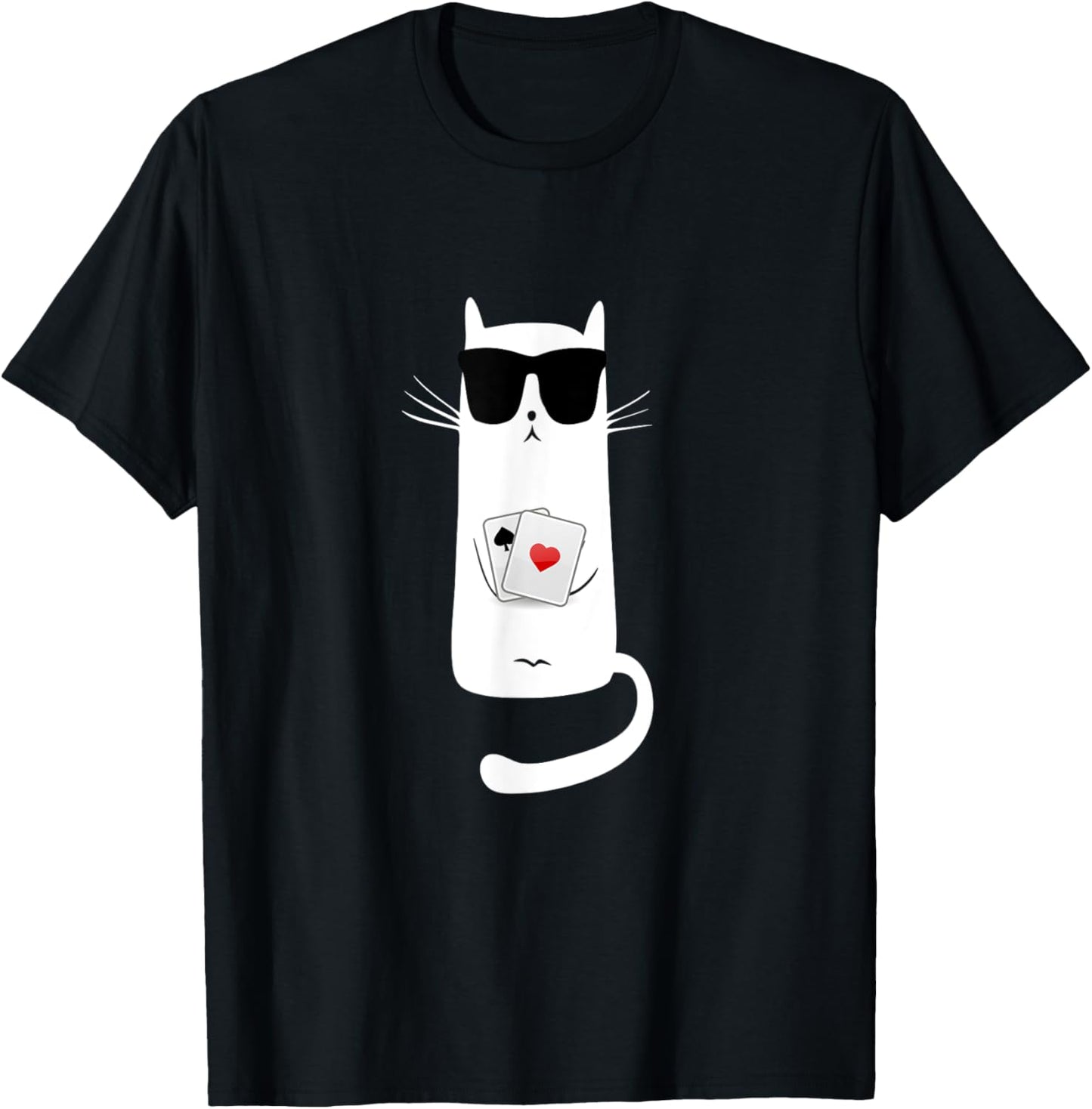 Funny Cat Wearing Sunglasses Playing Poker T-Shirt