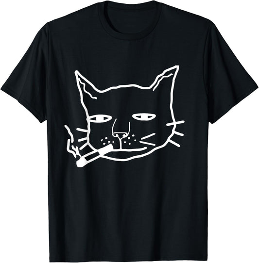 Smoking Cat with Cigarette - Cat Lovers T-Shirt