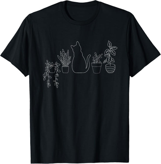 funny cat gardening house plant lovers cute gardener T-Shirt