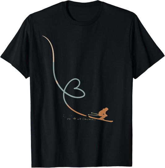 Ski Vintage Heart Graphic tees Funny skiing T-Shirt