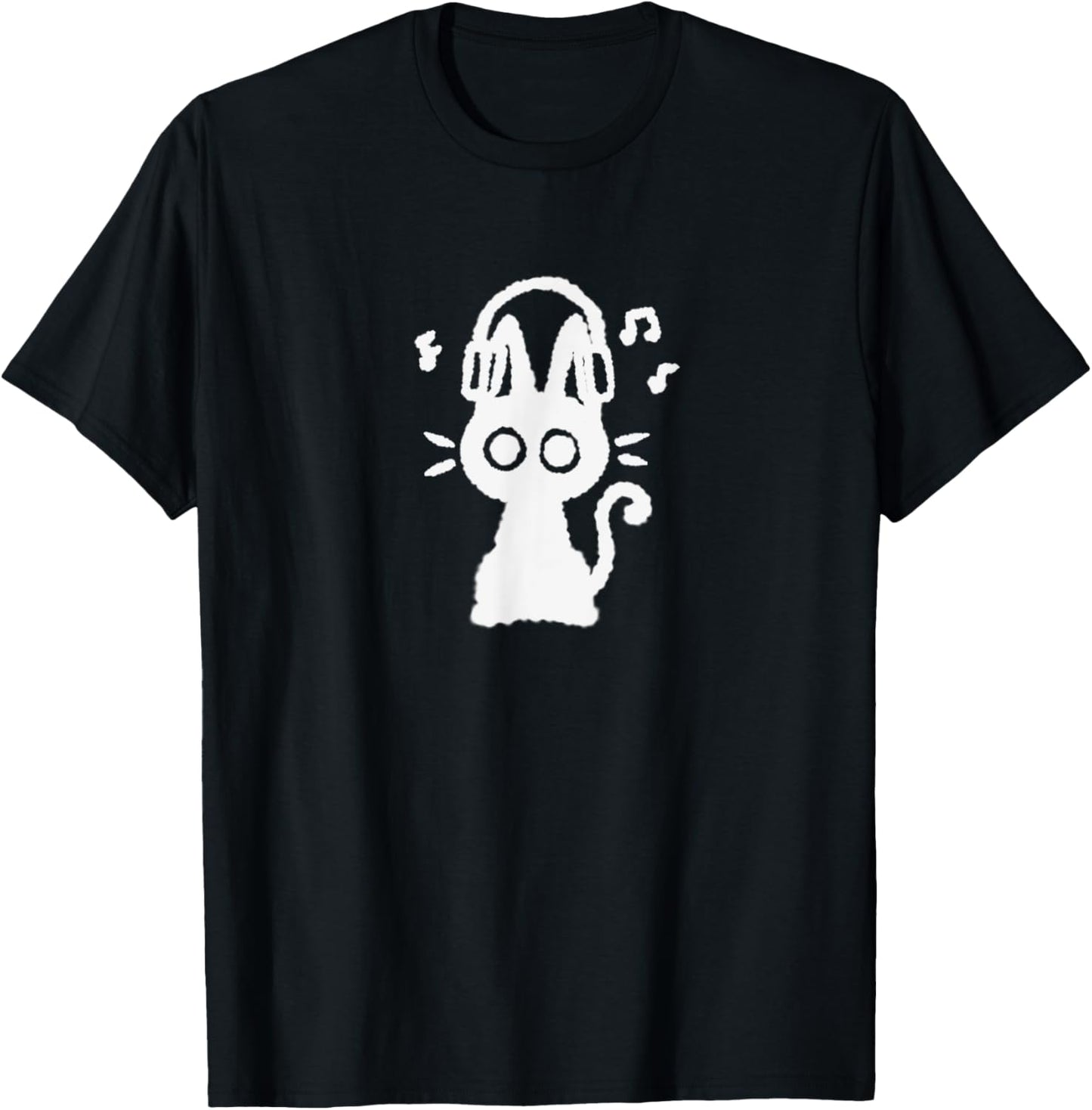 90s Y2K Funny Cute Tomcat Cat Kitten with Headphone Headset T-Shirt