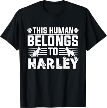 Dog Name Harley Personalised Gift This Human Belongs To a T-Shirt