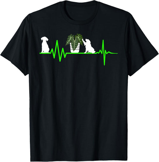 Green Heartbeat plant dog lovers garden Alocasia frydek T-Shirt
