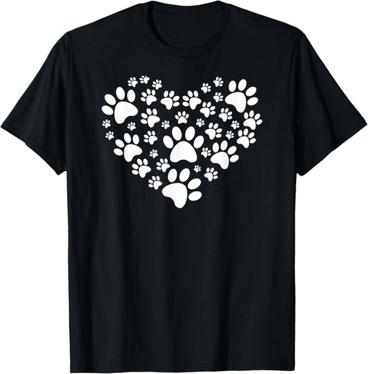 Dog Paws in Love Heart Shape T-Shirt
