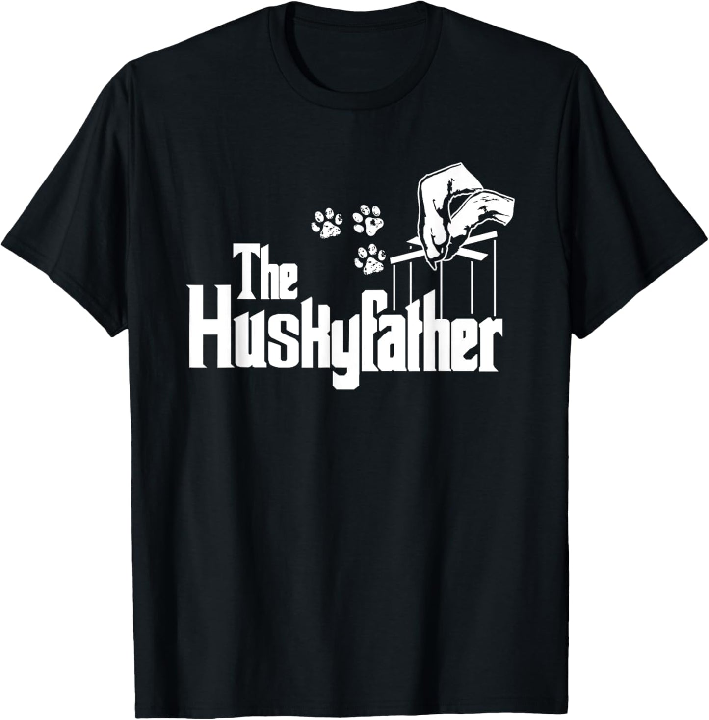 Husky-father Dog Dad Puppy Paw Print Fun Animal Fathers-Day T-Shirt