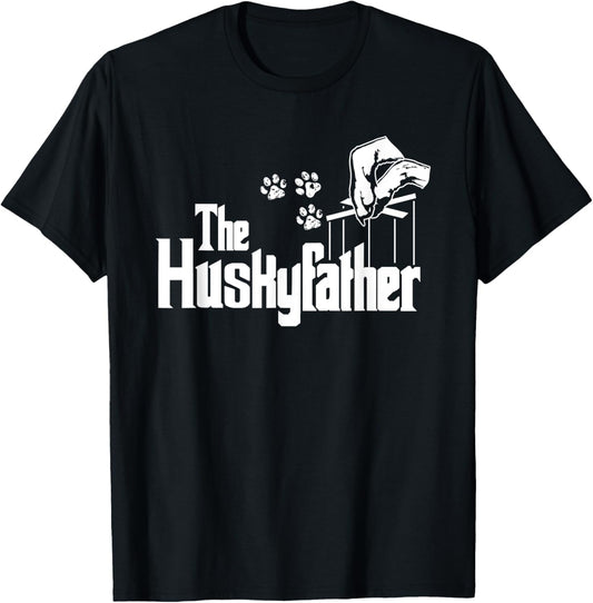 Husky-father Dog Dad Puppy Paw Print Fun Animal Fathers-Day T-Shirt