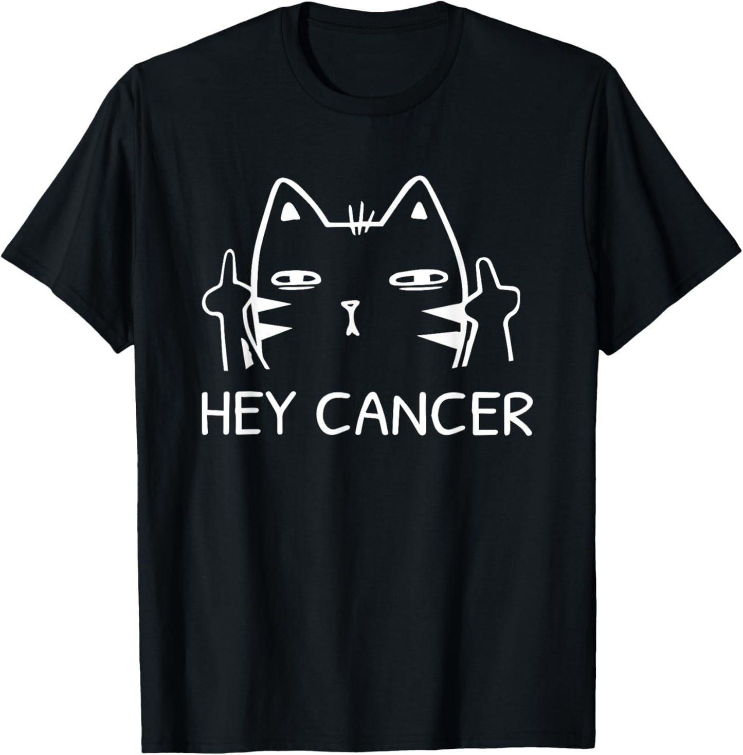 Hey Cancer FCK you Funny Cat Middle Finger T-Shirt