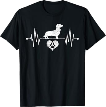Wiener Dachshund Heartbeat Heartline Paw Heart Lover T-Shirt