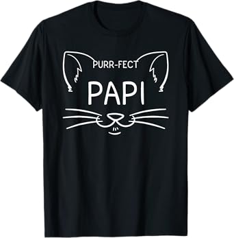 Purr-fect Papi Funny Cat Lover Daddy Dad Father Kitten Owner T-Shirt for Men Women Kids