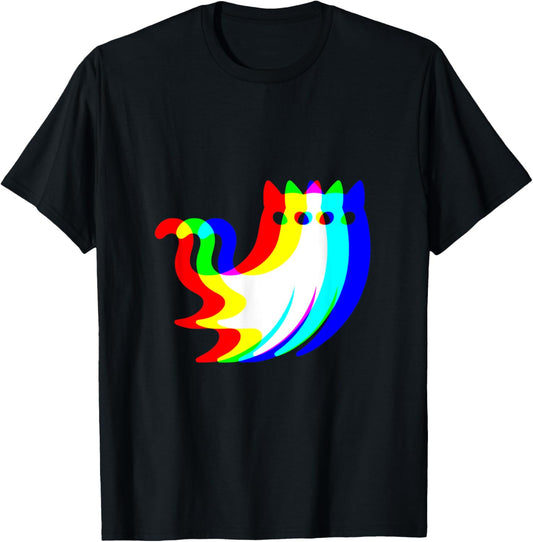 House Music cat ghost Optical Illusion EDM halloween Rave DJ T-Shirt