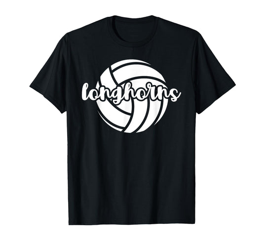 Longhorns Volleyball Team Mascot School Spirit Game Night T-Shirt