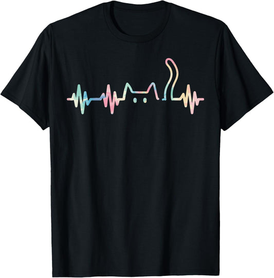 Cat Heartbeat Cute Kitten Kitty Pulse Women Girls Kids Men T-Shirt