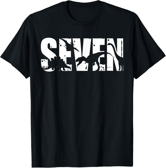 7 Years Old Birthday Boy Dinosaur T-Rex Gift, 7th BDay T-Shirt