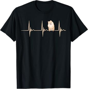 Pomeranian Dog Lover Heartbeat EKG Pulse Puppy Pom Owner Men Women Kids T-Shirt