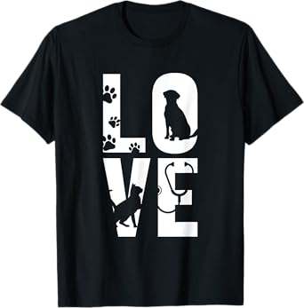 Cute Vet Tech LVT Love Animals Veterinary Technician Dog Cat T-Shirt for Men Women