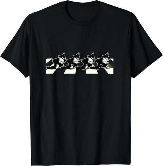 Felix Cat Cartoon Walking on London Road Vintage Cartoon T-Shirt