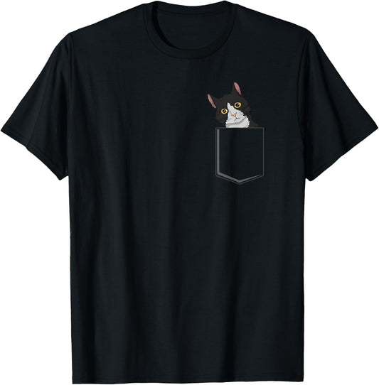 Tuxedo Cat Pocket Cat Lady Gift Cat Mom Tuxedo Cat T-Shirt