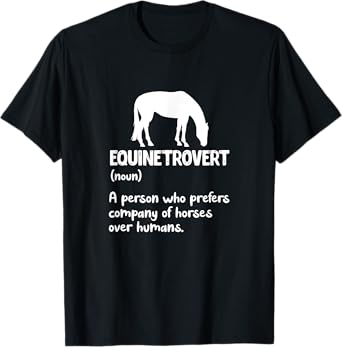 Equinetrovert Definition Equine Horse Riding Introvert T-Shirt