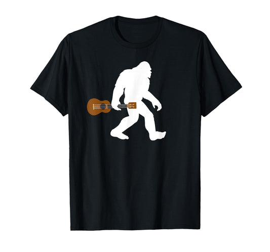 Bigfoot holding Ukelele funny Bigfoot carrying ukelele T-Shirt