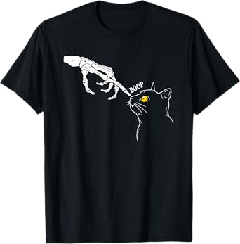 Skeleton Hand Cat Boop Black Cat Funny Feline Men Women T-Shirt