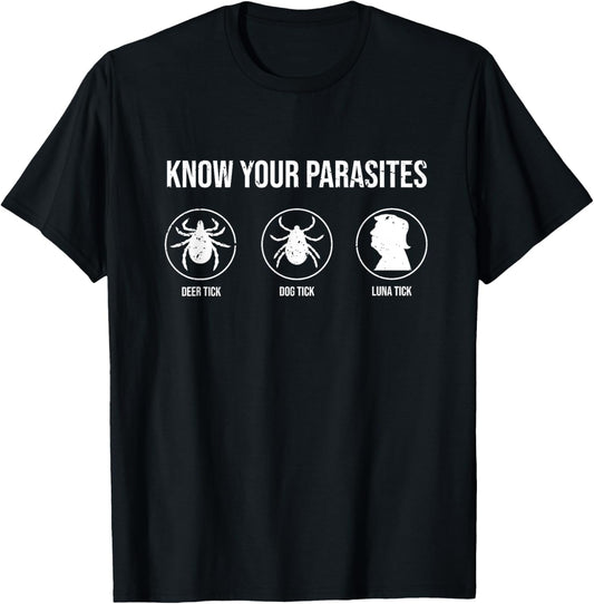 Know Your Parasites Deer Tick Dog Tick Luna Tick Anti-Trump T-Shirt