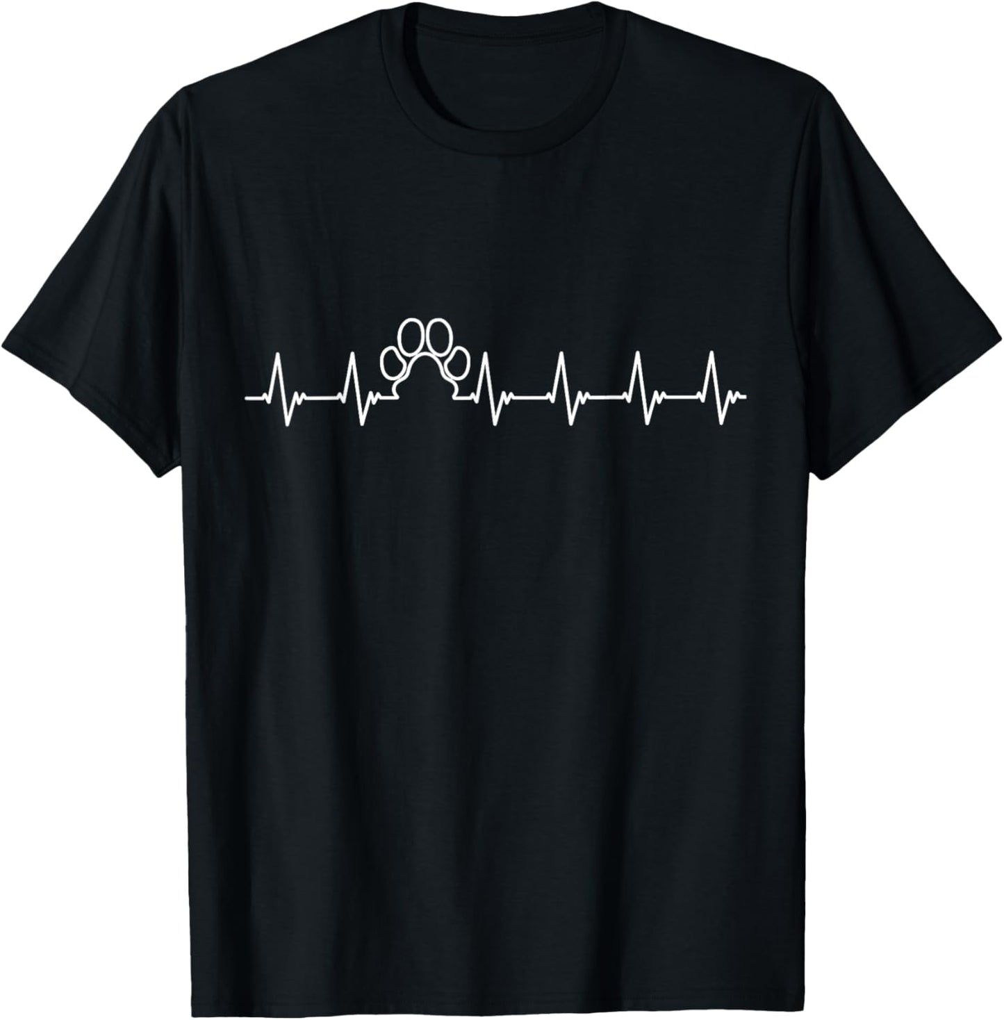 Heartbeat Paw Print Dog Cat Lover Rescue Fur Pet Family T-Shirt