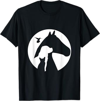 Animal Silhouette Cat Dog Horse Bird Hummingbird Men Women Girls Kids T-Shirt