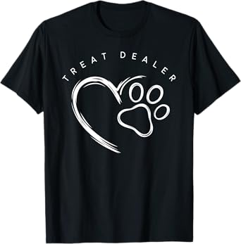 Treat Dealer Dog Lover Cute Paw Print Unisex-Adult T-Shirt Black Small
