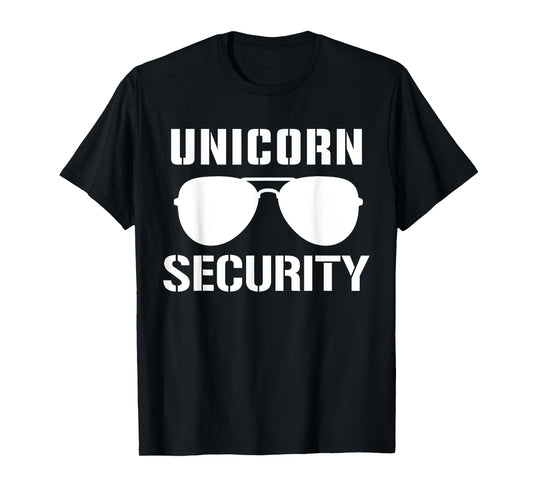 Halloween Dad Mom Daughter Adult Costume, Unicorn Security T-Shirt