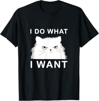 Retro 80s 90s Cat Lovers Funny I Do What I Want Cat T-Shirt for Men Women