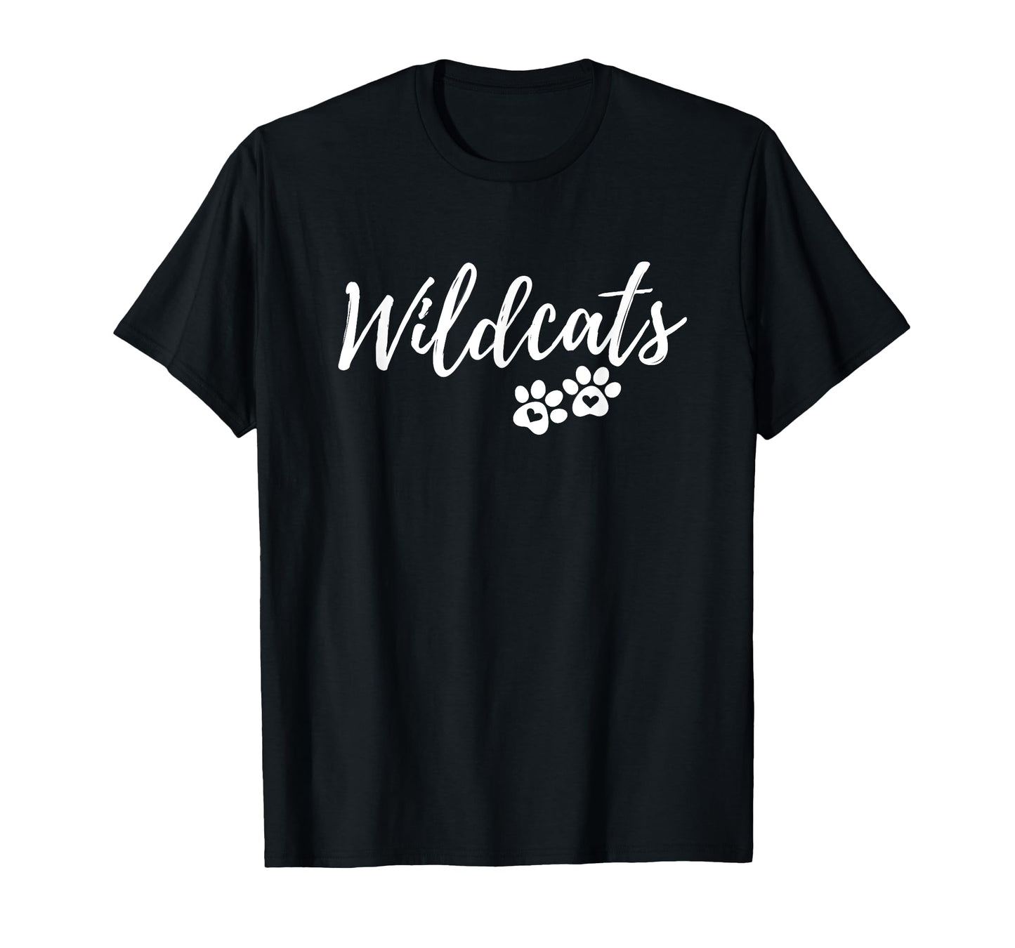 Wildcats - Fancy Script with Heart Paws T-Shirt