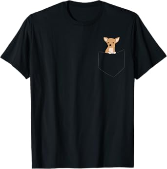 Cute Chihuahua Dog In Pocket Funny Chihuahua T-Shirt for Men Women Girls Kids