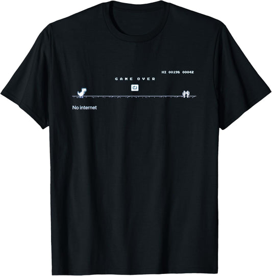 All Things Geek by MCMA No Internet Dinosaur Graphic Design T-Shirt