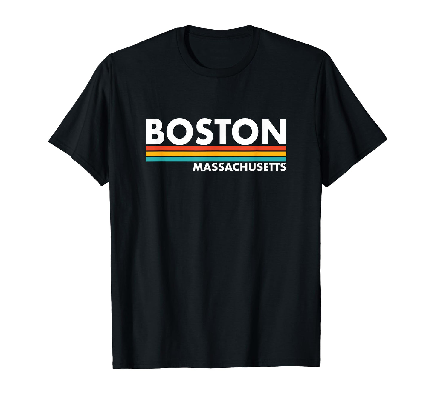 Boston - Massachusetts - Vintage / Retro Stripes - Classic T-Shirt