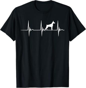 Doberman Dog Heartbeat EKG Pulse Dobie Lover Pinscher Dog T-Shirt