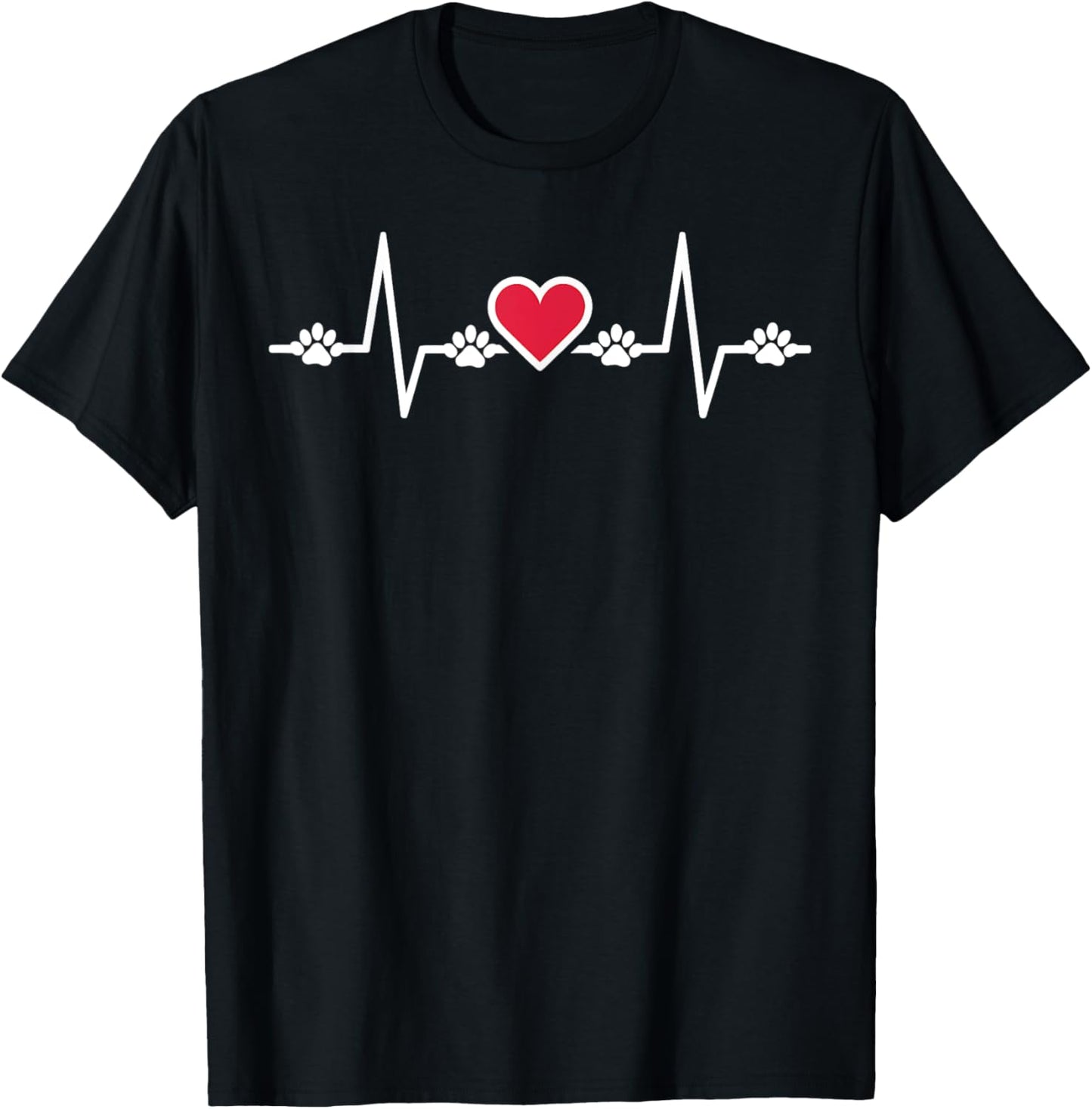 Dog Heartbeat EKG Pulse Paw Pet Lover Dog Mom Cute T-Shirt